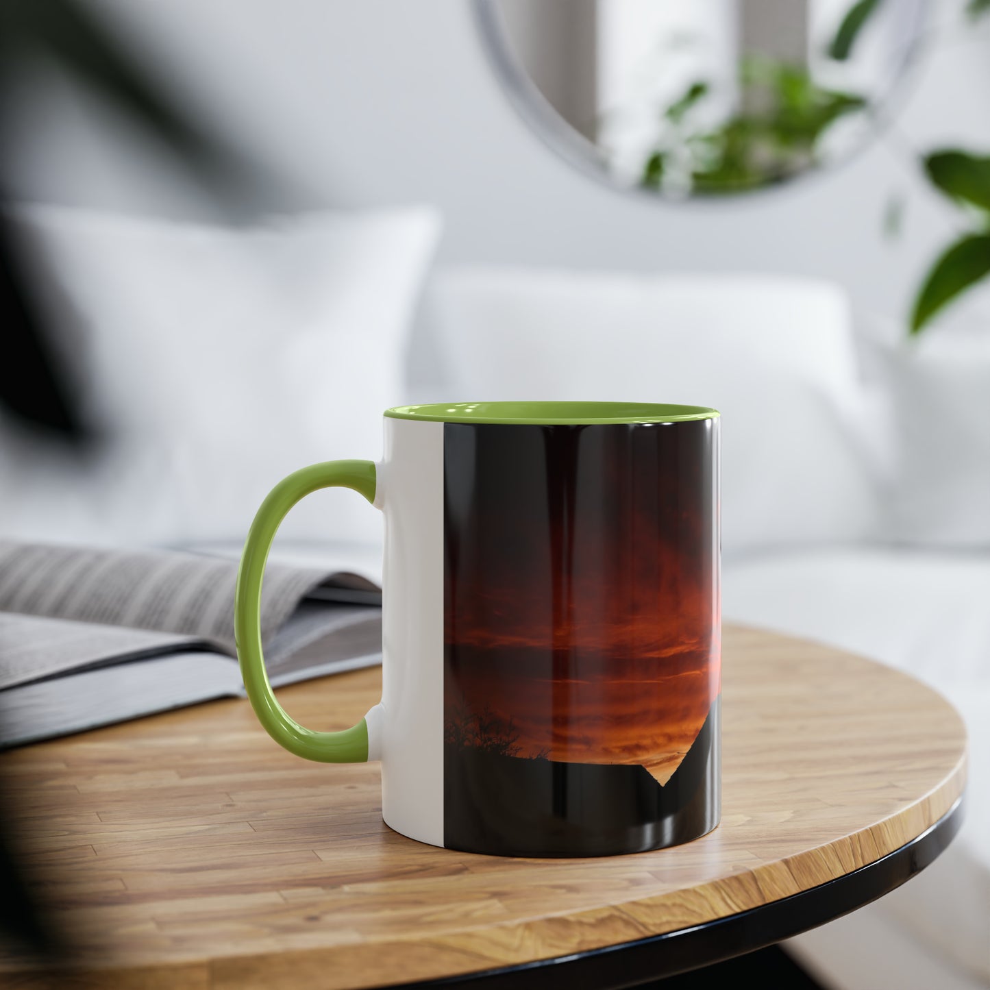 Sunset from my Window - Two-Tone Coffee Mugs, 11oz