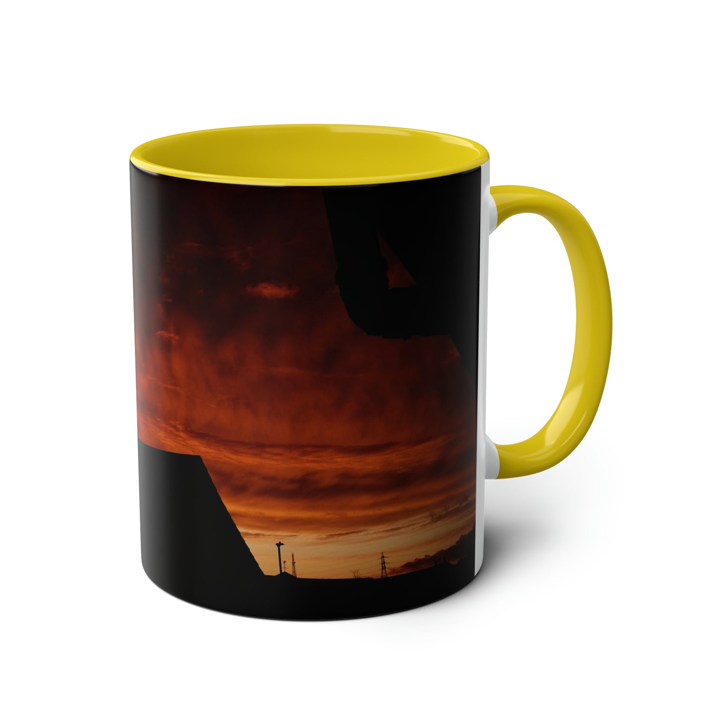 Sunset from my Window - Two-Tone Coffee Mugs, 11oz