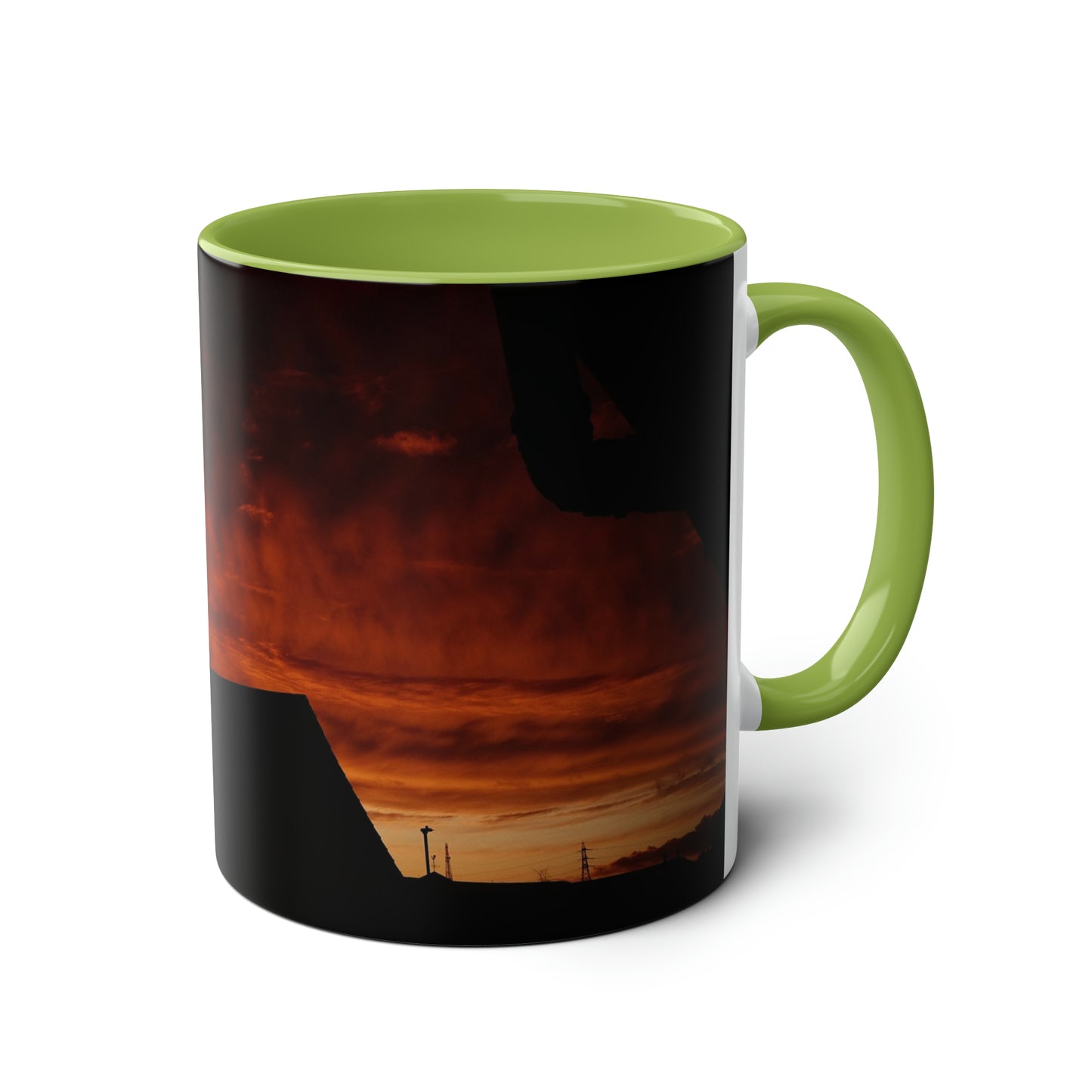 Sunset from my Window - Two-Tone Coffee Mugs, 11oz