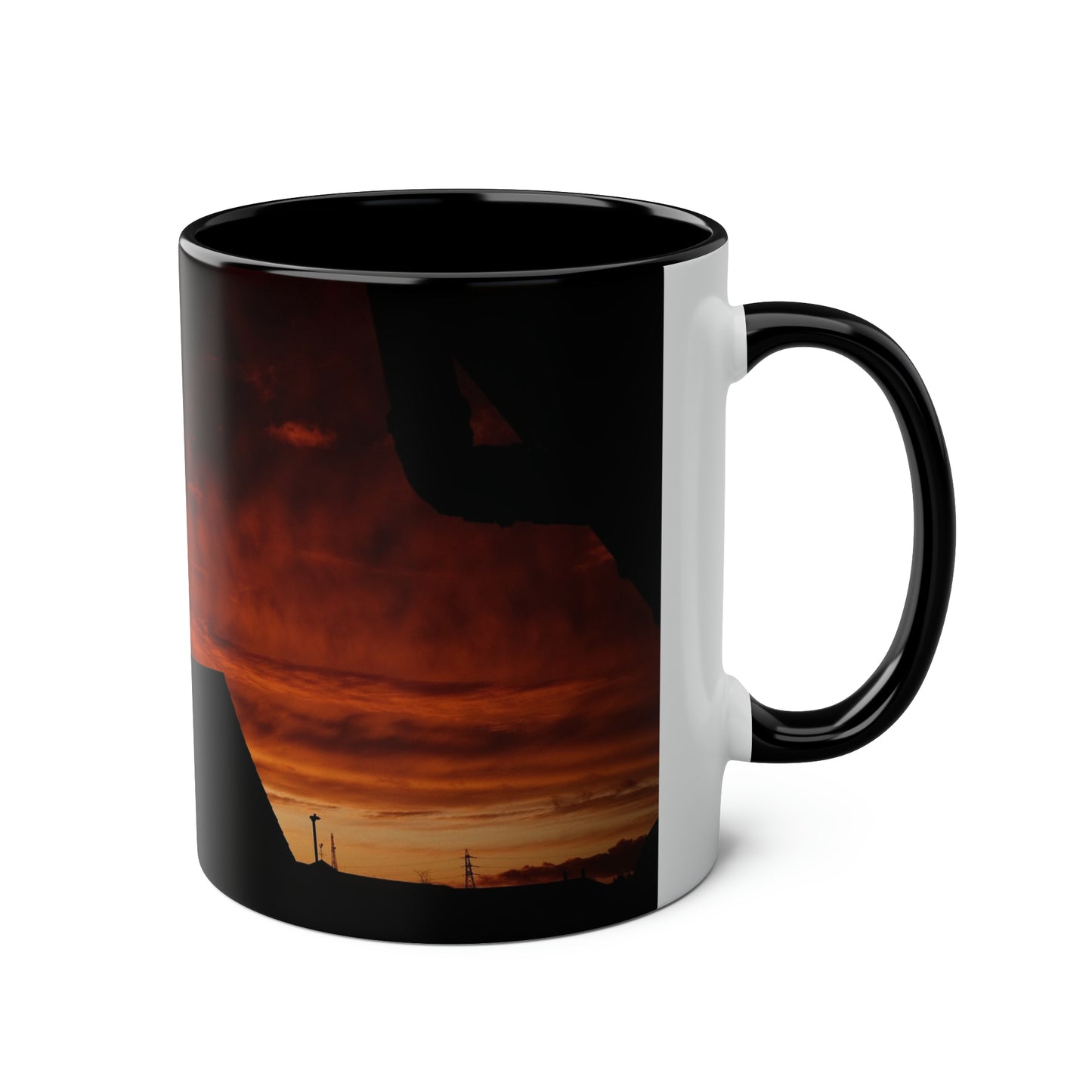Sunset from my Window - Two-Tone Coffee Mugs, 11oz