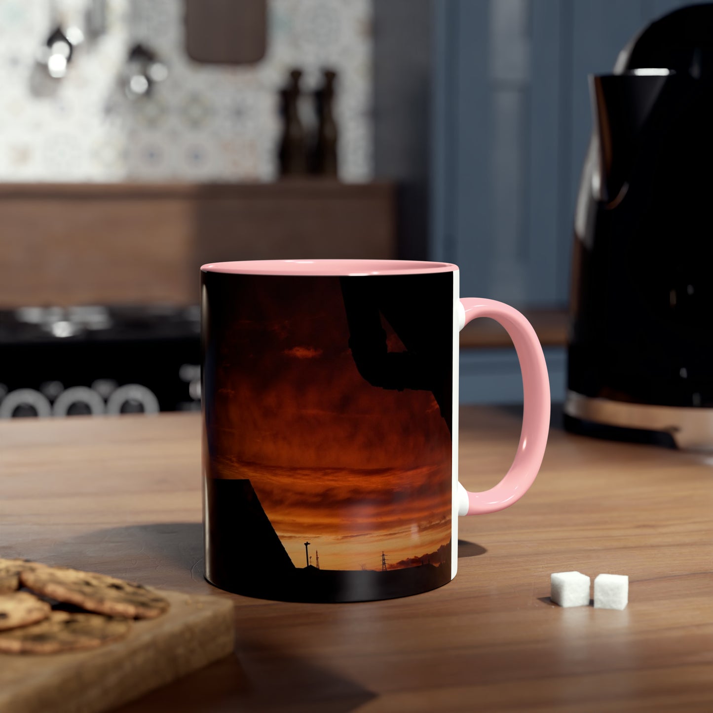 Sunset from my Window - Two-Tone Coffee Mugs, 11oz
