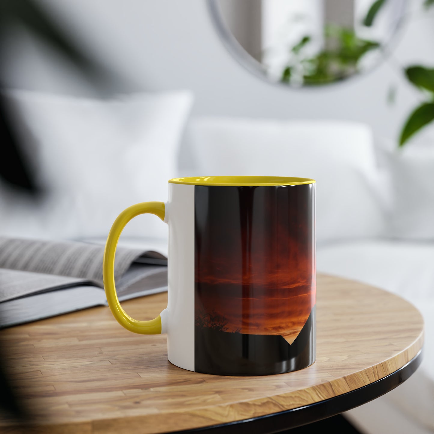 Sunset from my Window - Two-Tone Coffee Mugs, 11oz