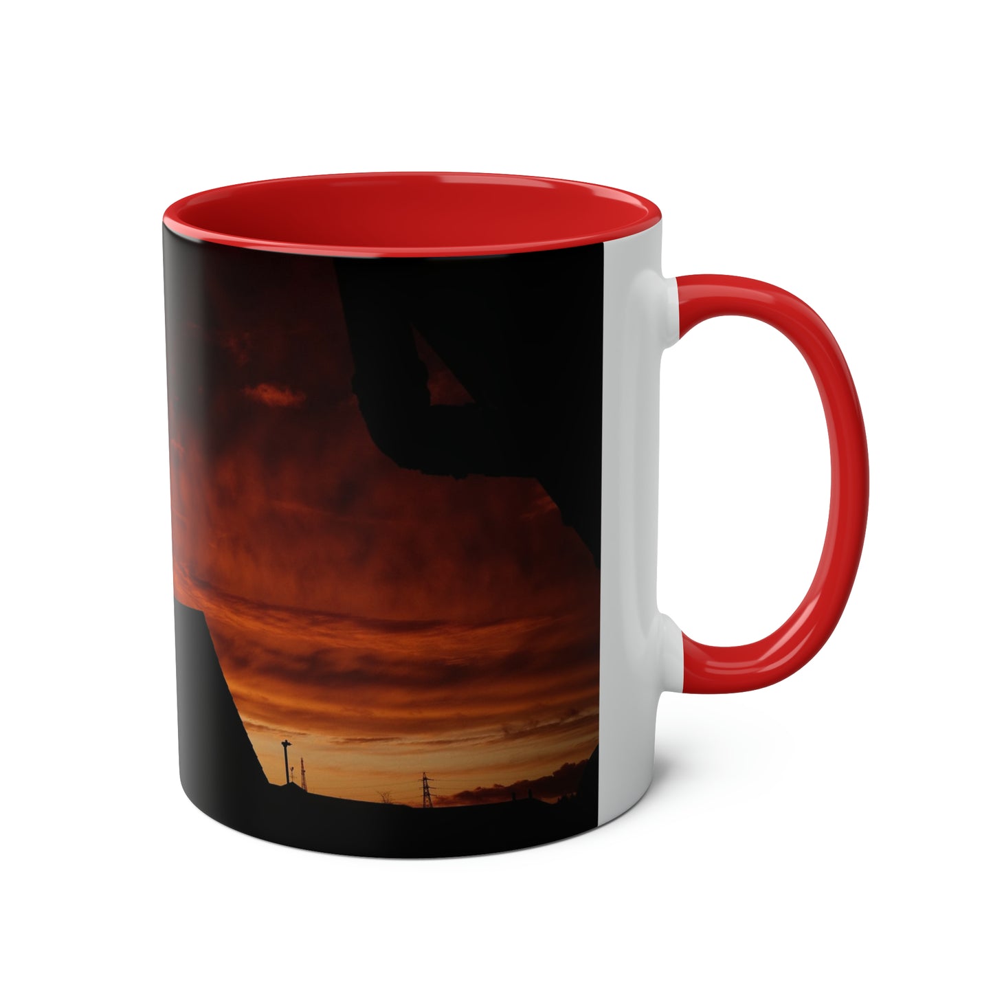 Sunset from my Window - Two-Tone Coffee Mugs, 11oz