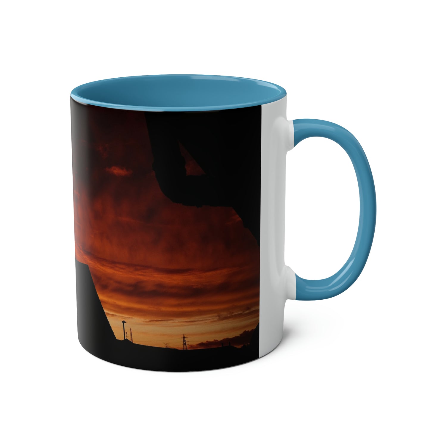 Sunset from my Window - Two-Tone Coffee Mugs, 11oz