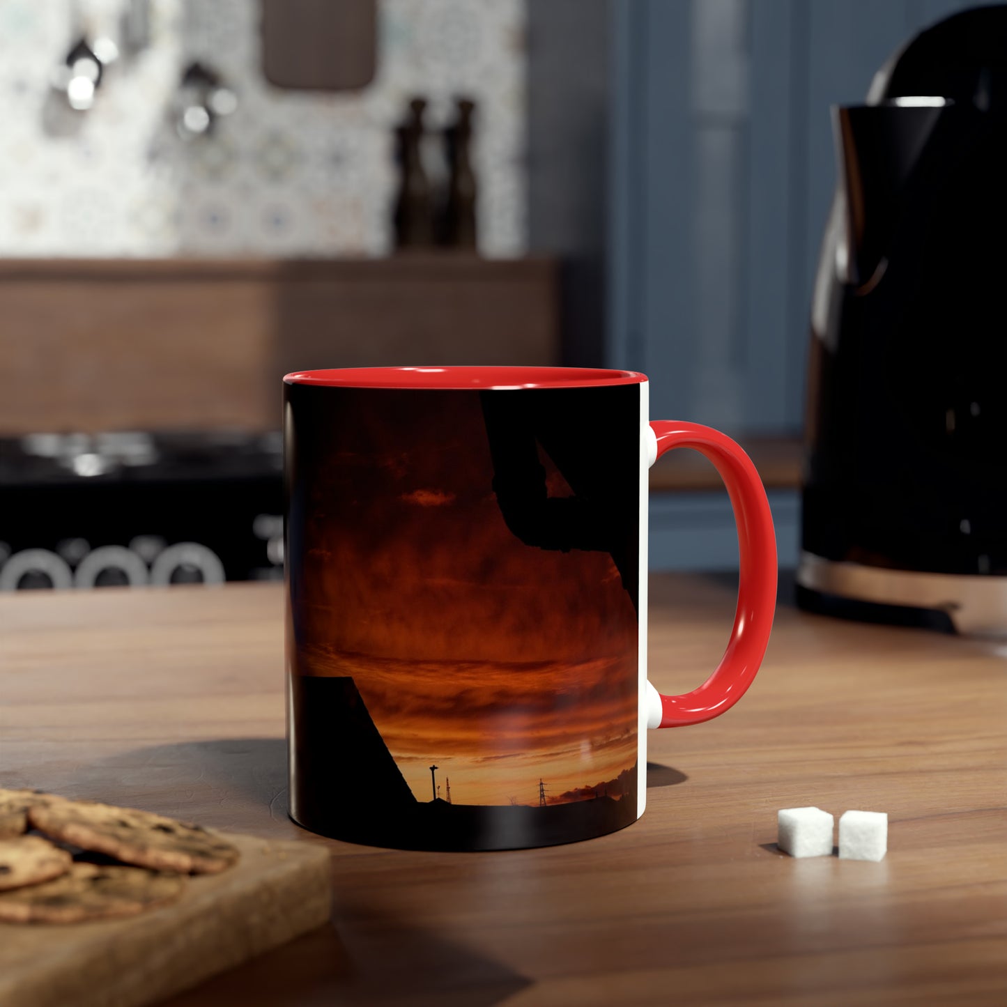 Sunset from my Window - Two-Tone Coffee Mugs, 11oz