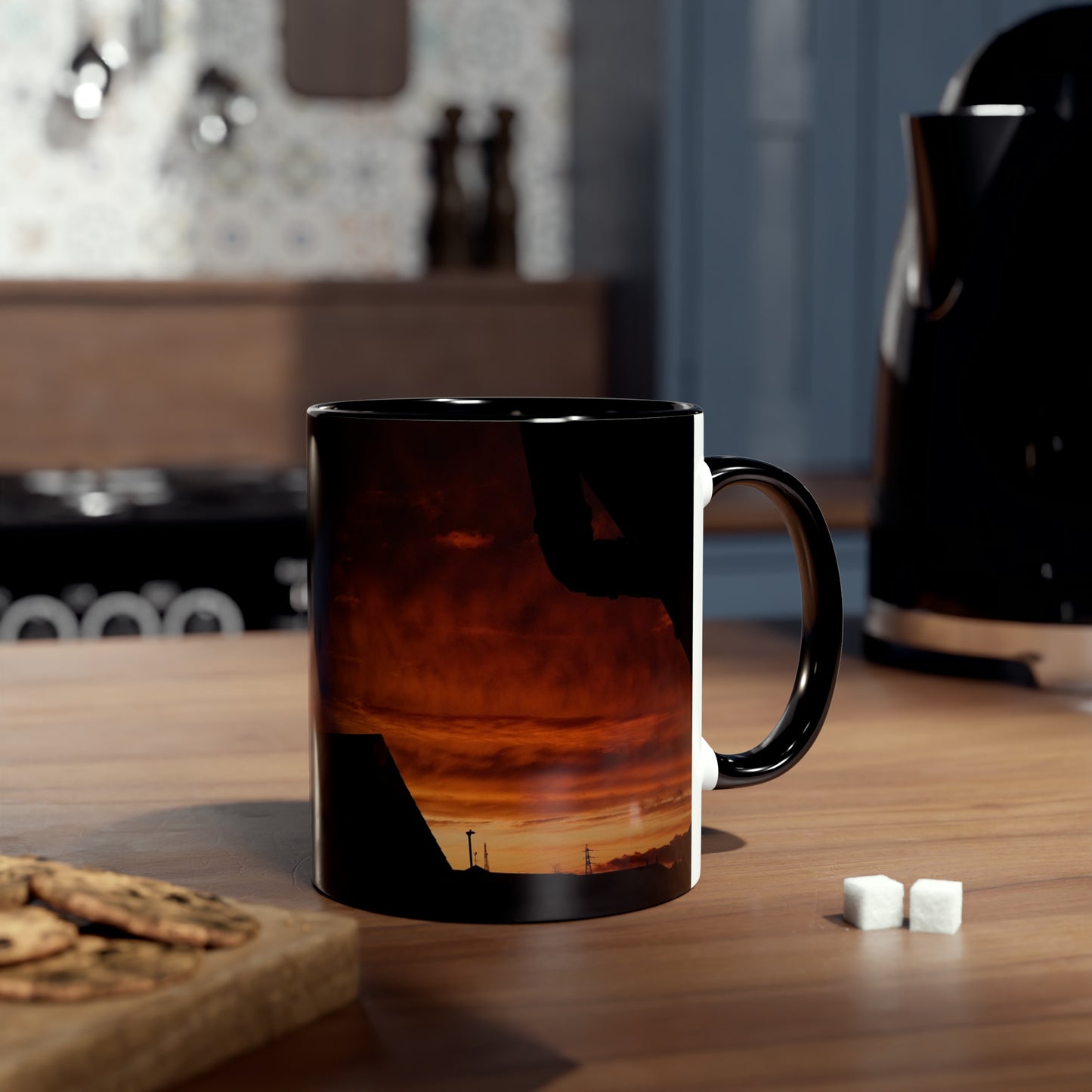 Sunset from my Window - Two-Tone Coffee Mugs, 11oz