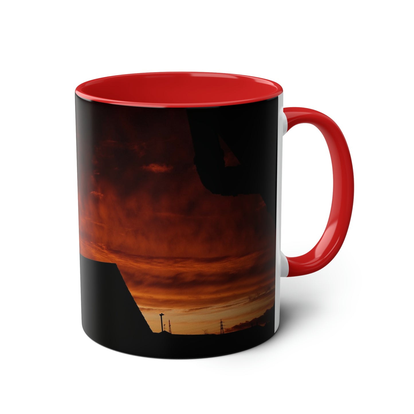 Sunset from my Window - Two-Tone Coffee Mugs, 11oz