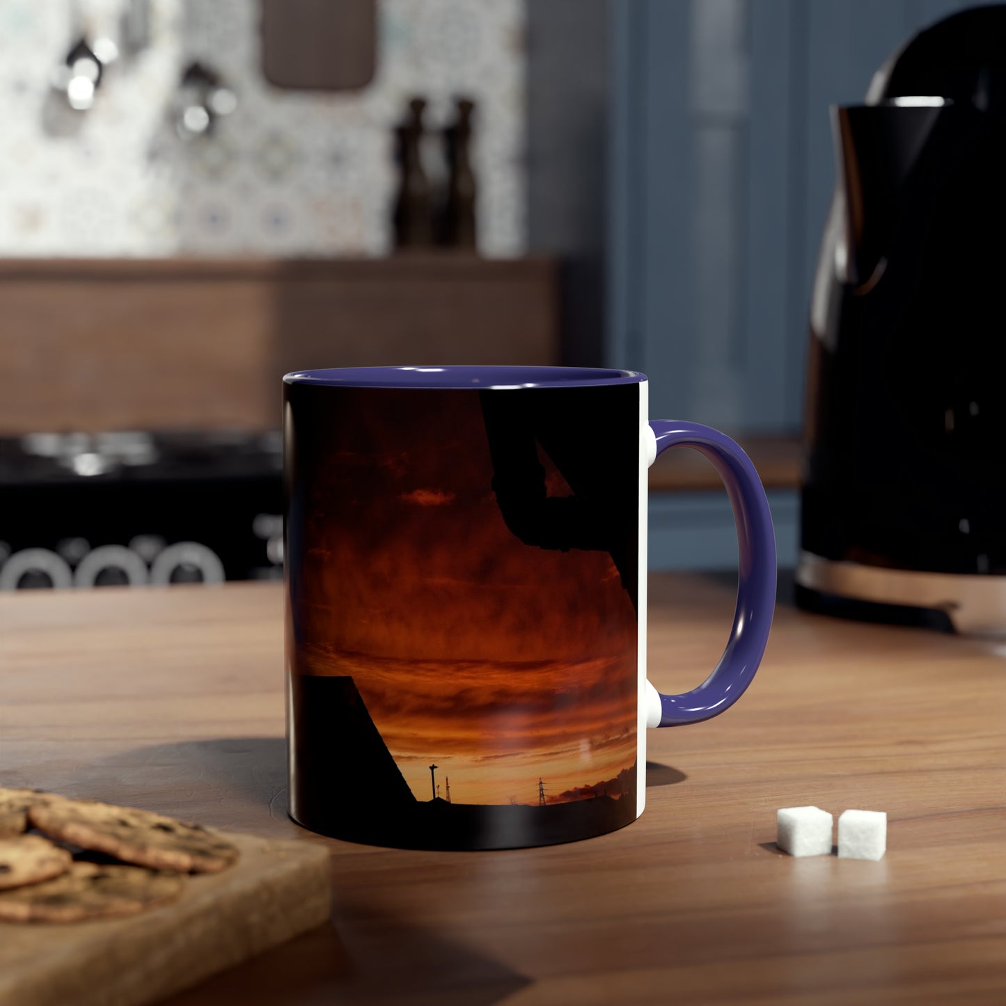 Sunset from my Window - Two-Tone Coffee Mugs, 11oz