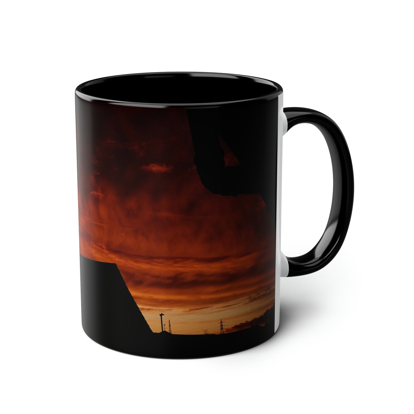 Sunset from my Window - Two-Tone Coffee Mugs, 11oz