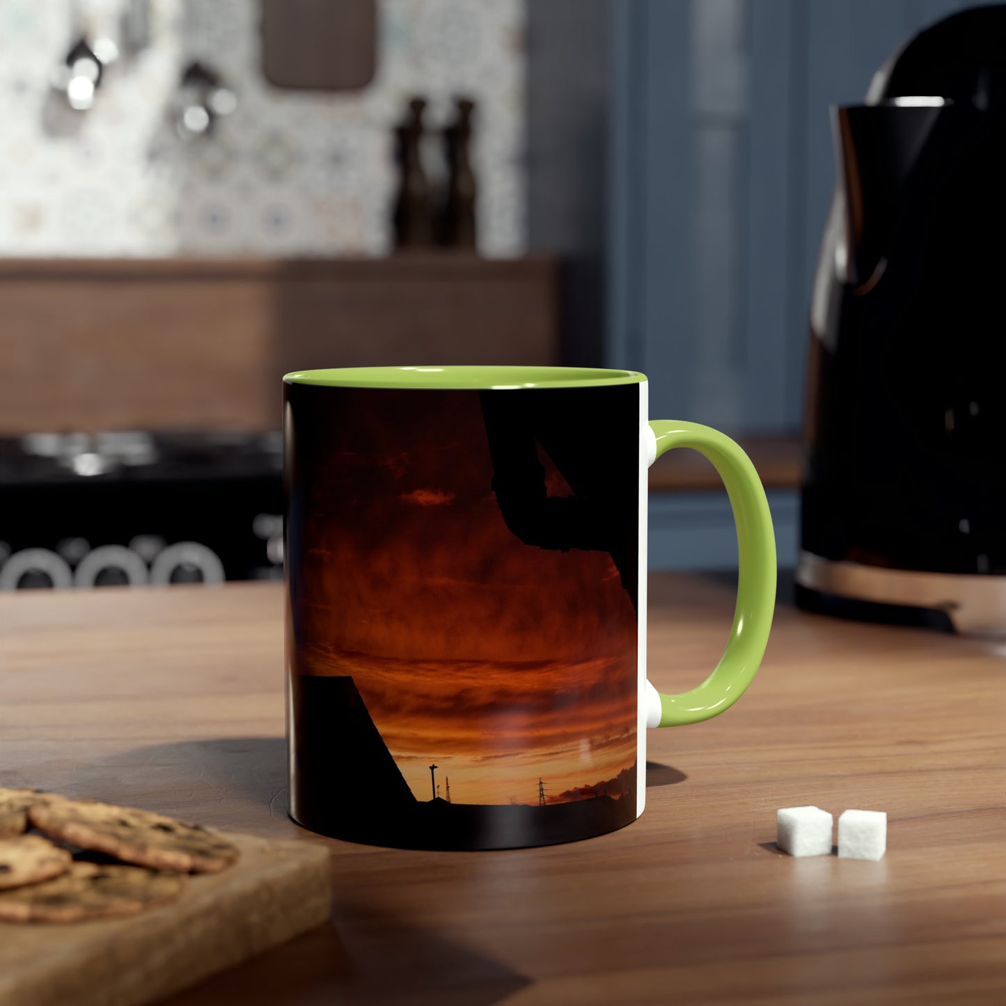 Sunset from my Window - Two-Tone Coffee Mugs, 11oz