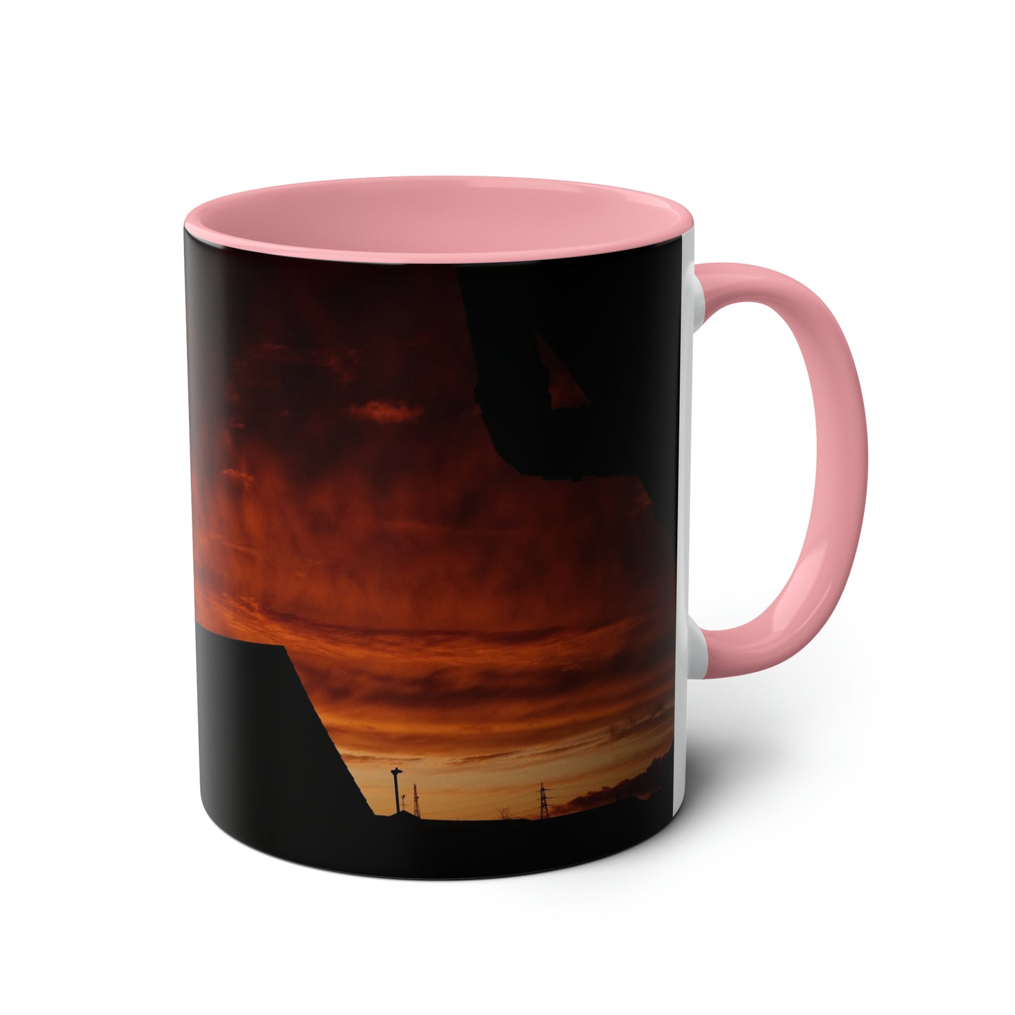 Sunset from my Window - Two-Tone Coffee Mugs, 11oz