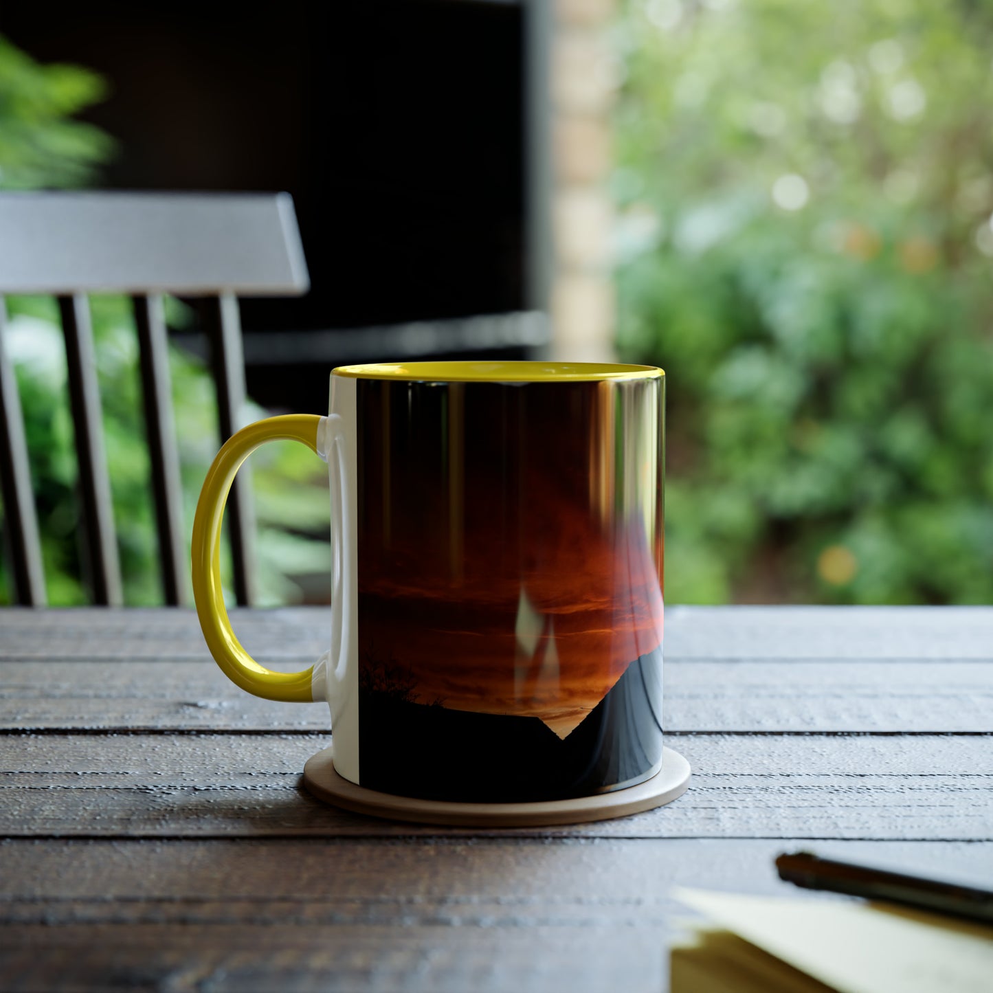 Sunset from my Window - Two-Tone Coffee Mugs, 11oz