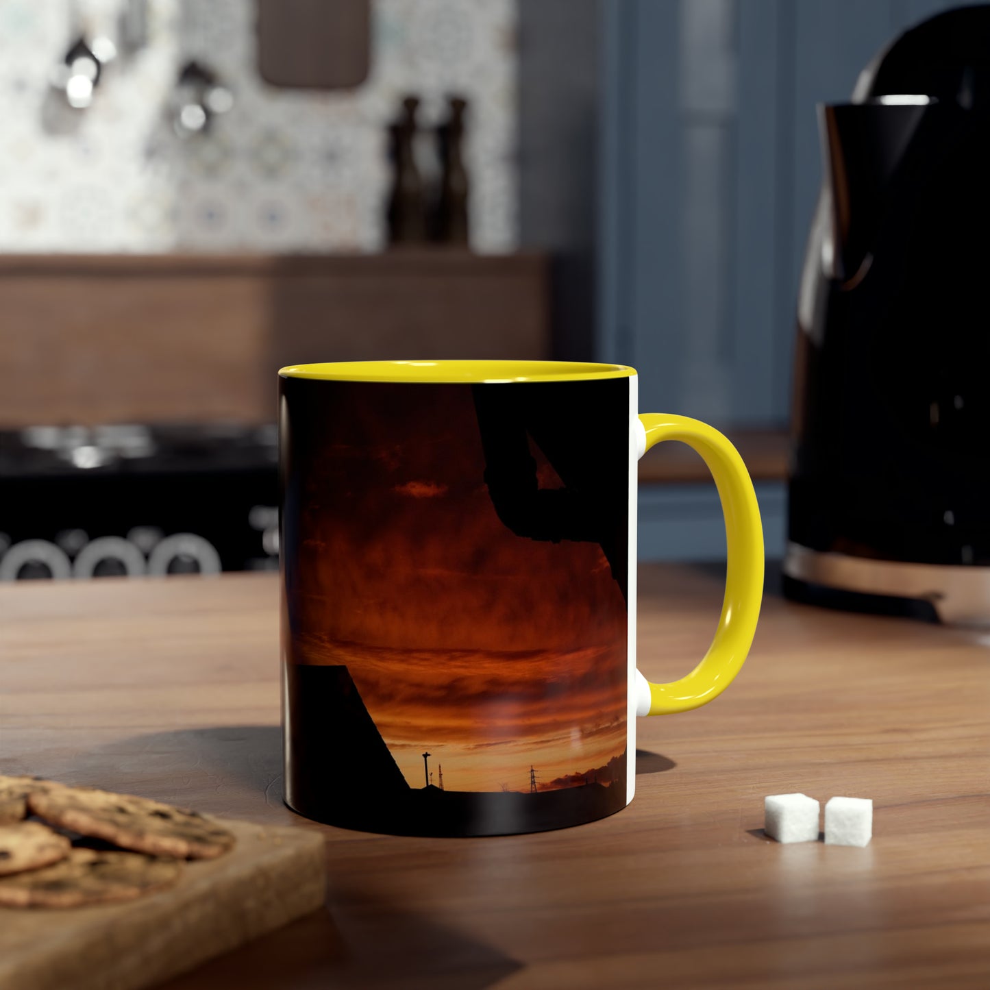 Sunset from my Window - Two-Tone Coffee Mugs, 11oz
