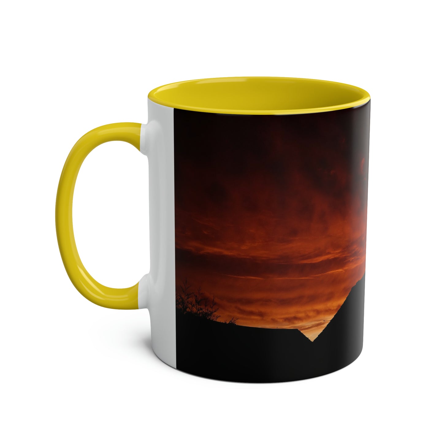 Sunset from my Window - Two-Tone Coffee Mugs, 11oz