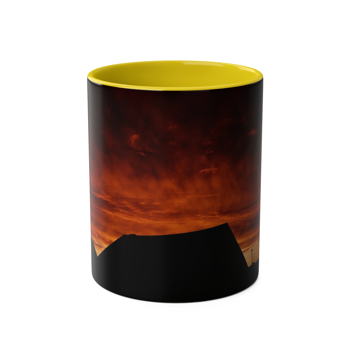 Sunset from my Window - Two-Tone Coffee Mugs, 11oz