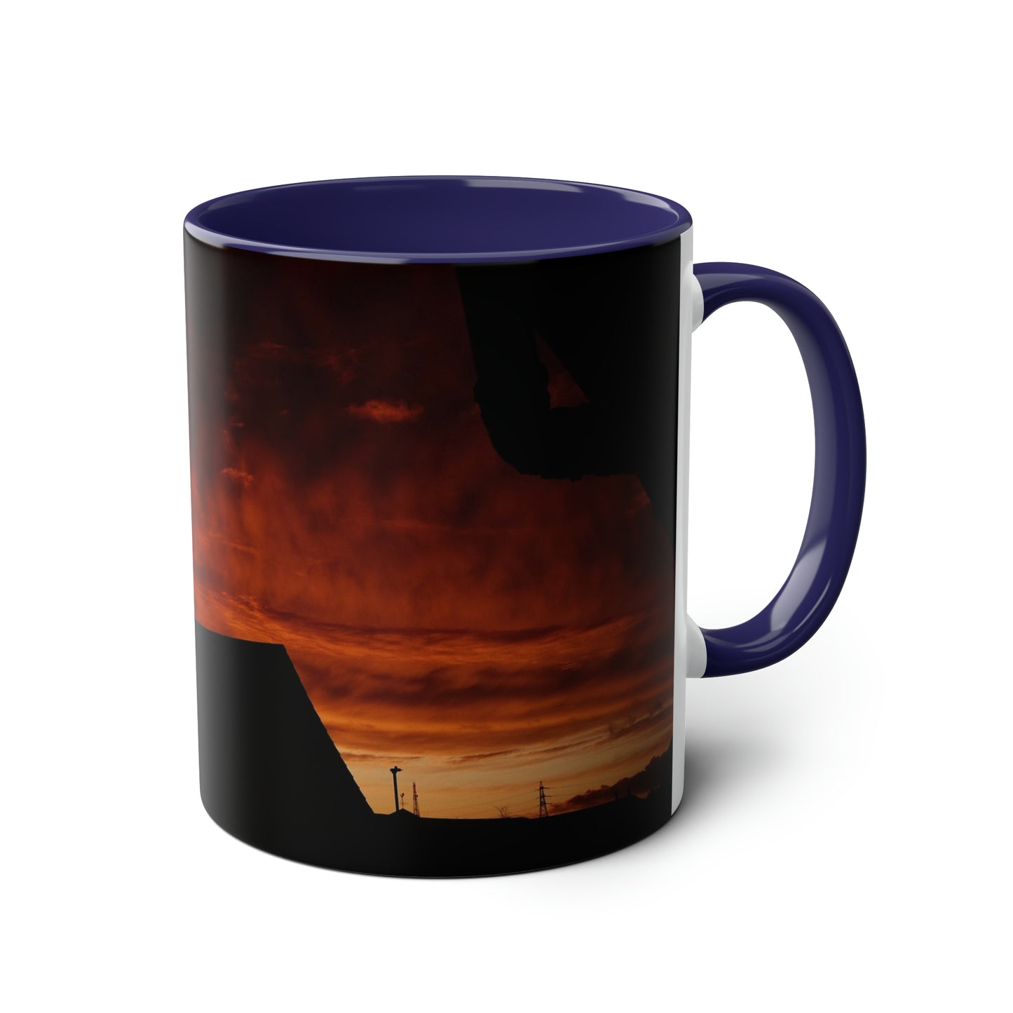 Sunset from my Window - Two-Tone Coffee Mugs, 11oz